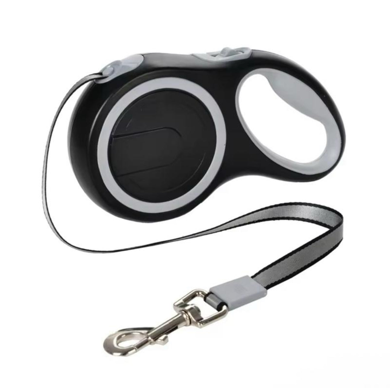 Retractable Dog Leash - Black and Gray Design for Pet Walking Convenience
