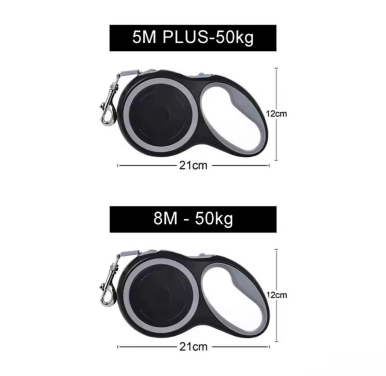 Retractable Dog Leash - Black and Gray Design for Pet Walking Convenience