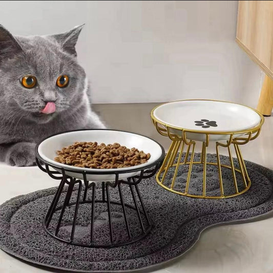 Elevated cat feeder